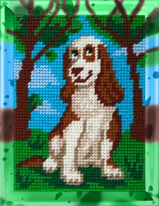 DIY Printed Tapestry kit "Dreamy dog", Needlepoint Kit - Picture 1 of 3