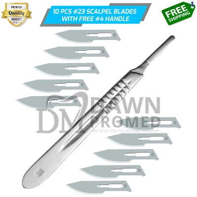 10 lâminas cirúrgicas estéreis #23 com cabo de bisturi BP GRÁTIS #4 Medical Inst alemão G - Imagem 1 de 4