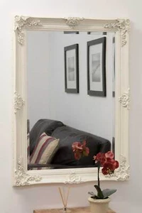 Large Mirror Off White Ornate Full Length Wall 3Ft7 X 2Ft7 110cm X 79cm - Picture 1 of 9