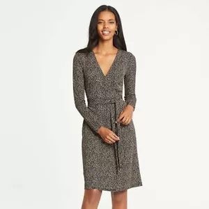 Vestido envolvente con estampado guepardo beige negro ANN TAYLOR talla 10 nuevo con etiquetas $98 - Imagen 1 de 1