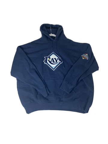 Tampa Bay Rays 2008 World Series Logo Mens 2XL Blue Hoodie Baseball Pullover Cover