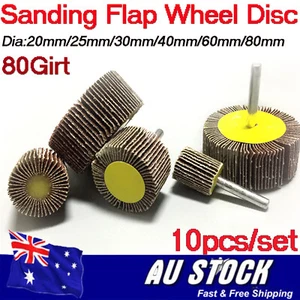 10pcs 80 Grit Grinding Sanding Sandpaper Flap Wheel Disc 6mm Shank Rotary Tool - Picture 1 of 13