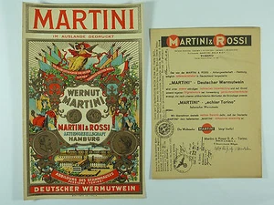ETIQUETA PUBLICITARIA ORIGINAL MARTINI & ROSSI HAMBURGO IMPERIO ALEMÁN 1937 - Imagen 1 de 4