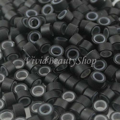 200 5mm Black Silicone Micro Rings Beads Links for I Tip Human Hair Extensions - Image 1 of 1