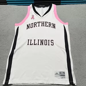 Northern Illinois Huskies Basketball Jersey Womens XL White Adidas Cancer Cure - Picture 1 of 9