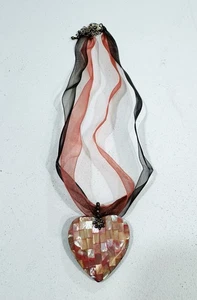 Sterling Silber Sally C Treasures Abalone Muschel Doppel Herz Anhänger Halskette - Bild 1 von 6