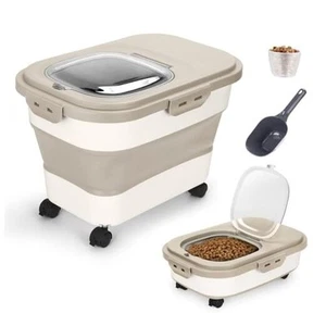 Dog Food Container, 20~23 lbs Collapsible Dog Food Storage Container, Air Beige - Picture 1 of 7