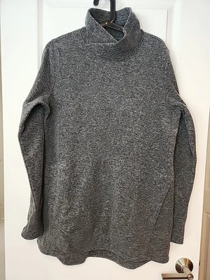 Duluth Trading Sweater Women Sz M Gray Plushcious Funnel Neck Stretch Tunic Soft - Image 1 of 4