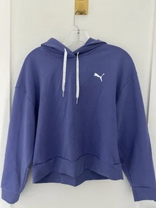 PUMA Purple Crop Sporty Sweatshirt Hoodie Women's Size S - Picture 1 of 8