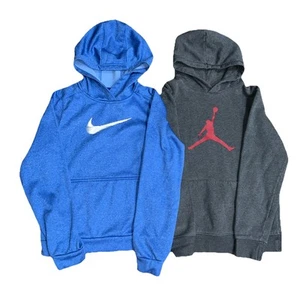 Bundle of 2 Nike & Air Jordan Youth Boys Hoodies Size L Swoosh Logo Sweatshirts - Picture 1 of 14