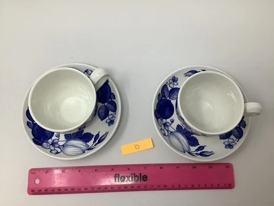 Набор из 2 синих чайных чашек и блюдцев Portmeirion Harvest сделано в Англии набор D - Изображение 1 из 4