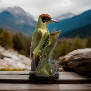SPODE COPELAND INGLATERRA PORCELANA PÁJARO PÁJARO CARPINTERO VERDE 7,25” ALTO - Imagen 1 de 6