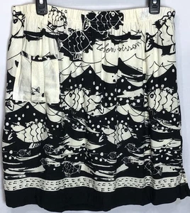 Line Two Full Skorts XL Ivory Yellow Ruffle Fish Abstract 34"W Artsy Fun - Picture 1 of 7