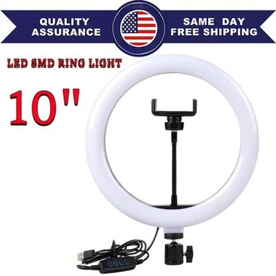 Kit de Luz de Anillo LED SMD de 10" con Soporte para Trípode y Soporte para Teléfono para Maquillaje Teléfono Foto 1 de 4