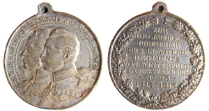 Medaille 1913 Neiße Oberschlesien 100 Jahre Infantrie Regiment von Winterfeldt - Afbeelding 1 van 7