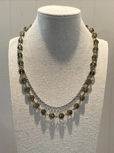 JEWEL KADE DOUBLE CHAIN NECKLACE FACETED GLASS BEADS SILVER TONE 20" ADJUSTABLE - Picture 1 of 10