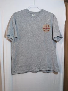 *Distressed* T-shirt vintage XXL ricamata Gerusalemme Israele grigia anni 2000 90 - Foto 1 di 5