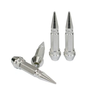 Silver 4pcs Aluminum Car Tire Wheel Rim Valve Cap Spiked Air Port Cover Stems - Picture 1 of 3