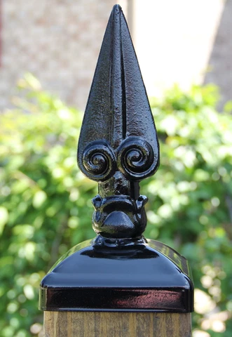 Wrought Iron Roman Spear 4x4 wood post cap, fence top, Fence Finial End Cap Cover