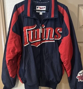 Majestic Jacket Adult L Minnesota Twins Embroidered Spellout Patch Fleece Linded - Picture 1 of 10