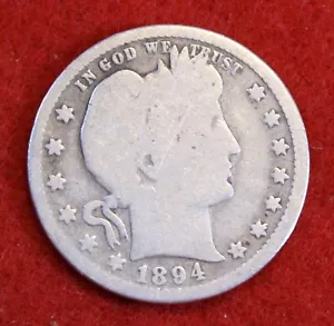 1894 Friseur Quarter 90 % Silbermünze BQ526 - Bild 1 von 2