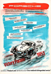 1954 Porsche Victory Poster By Erich Strenger A1 High Quality Canvas Art Print - Picture 1 of 1