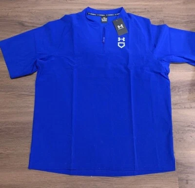 Under Armour Mens Short Sleeve Cage Jacket 1/4 Zip Pullover ROYAL BLUE SZ 2XL - Image 1 of 4