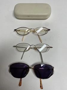Vintage 1960's Eye Glass Frames Lot Of 3 - Purple Amber Gold - RETRO Funk Style - Picture 1 of 12