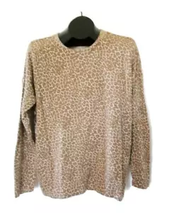 Maglione J Jill L marrone stampa animalier pullover girocollo maniche lunghe misto cotone - Foto 1 di 5
