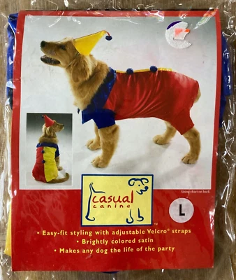New Casual Canine Clown Dog Costume Large 20" Costume & Hat - Image 1 of 2
