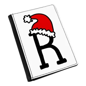 Letra R Gorro de Navidad Funda Pasaporte Rojo Santa Padre Niños Alfabeto - Imagen 1 de 1
