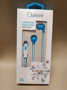 **SALE** QuickCell Handsfree Earphones Blue Blaze Headphones - Photo 1 sur 4