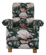 Laura Ashley Peonies Smoke Grey Fabric Adult Chair Armchair Accent Pink Floral