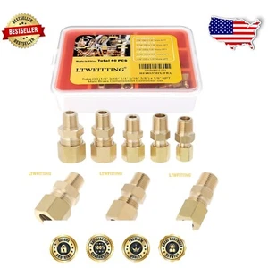 40-Piece Brass Compression Connector Set - Assorted Tube Sizes for NPT Use - Picture 1 of 8