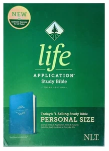 Tyndale NLT Life Application Bible; 2020; Teel/Blue Leather Soft; 7.5 Point - Foto 1 di 6