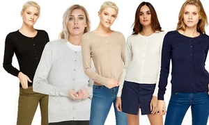 Damen Ex H&M Baumwolle fein gestrickte Knopf-Cardigan Rundhals Langarm-Tops 335 - Bild 1 von 24