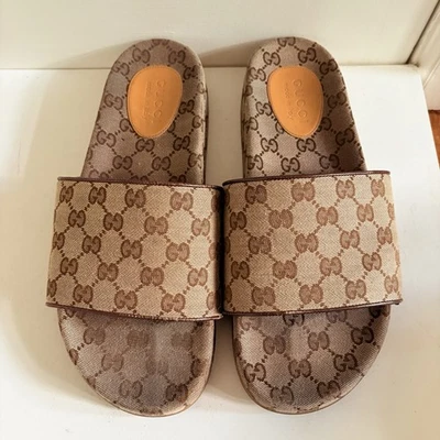 Sandalias Gucci GG de lona talla 10 auténticas de lujo para hombre para mujer 12 Foto 1 de 4