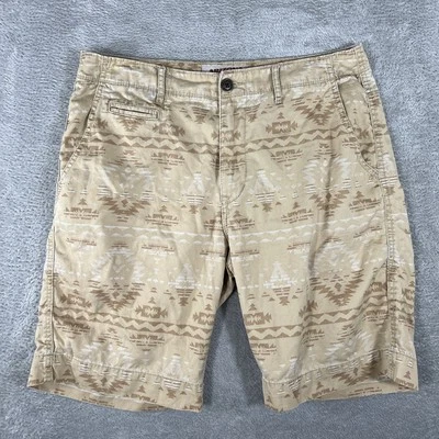 Arizona Jean Co Shorts Mens 34 Beige Tan Southwest Aztec Print Cotton Casual - Image 1 of 4