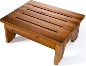 6" Acacia Wood One Step Stool for Adults - 300 Lbs Wooden Step Stools Heavy Duty - Picture 1 of 12