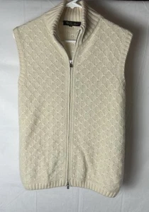 LORO PIANA Unisex 100% Kaschmir Elfenbein Zip Pullover Weste Made in Italy Gr. 46 - Bild 1 von 8