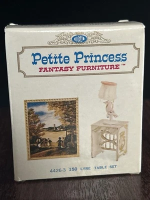 Vintage Ideal Petite Princess Fantasy Furniture Dollhouse Lyre Table Parrot Lamp - Image 1 of 4