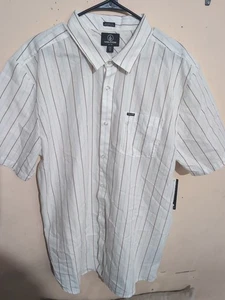 Men's Volcom Classic Fit Boiler Woven SS Button Front Stripe Shirt Men's Sz XXL - Picture 1 of 15