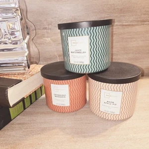 Lot of 3 MS Juicy Watermelon Warm Apple Pie Cran Mandarin Candles 13oz New - Picture 1 of 2
