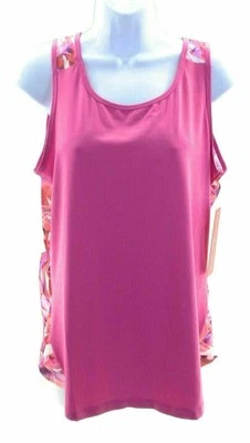 Adrienne Vittadini Sport Womens Floral Active Work Out Tank Top Casual Leisure - Image 1 of 4