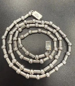 Vintage 925 Silver MEXICO TAXCO Ball & Barrel Bead Heavy 28” Necklace 54.4g - Picture 1 of 10