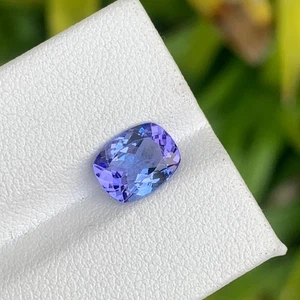 1,80 kt natürlicher Tansanit Kissenschliff 9 mm blauer Edelstein loser Stein Tansania - Bild 1 von 7