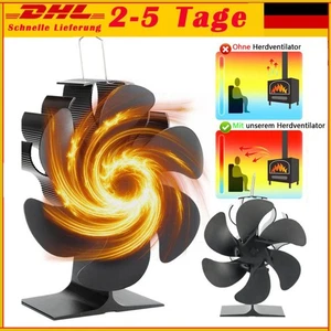 6 Flügel Ofenventilator Kaminofen Ventilator Stromloser Lüfter Stove Fan Gebläse - Bild 1 von 16