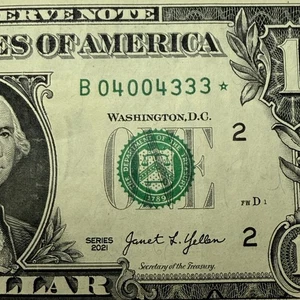 Trinary 0s, 4s, 3s Star Note Fancy Seriennummer B04004333* - Bild 1 von 6