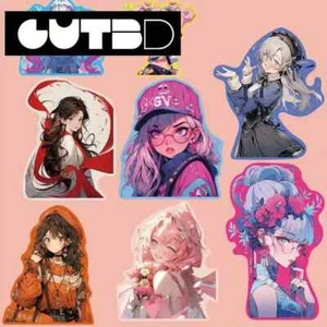 Sweet Anime Girl Illustration Stickers, Waterproof PVC Decals - GUTBD 50pcs - Picture 1 of 4