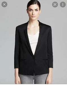 Helmut Lang Black Boyfriend Blazer Jacket Large 3/4 Sleeves R. 495 quell - Picture 1 of 4